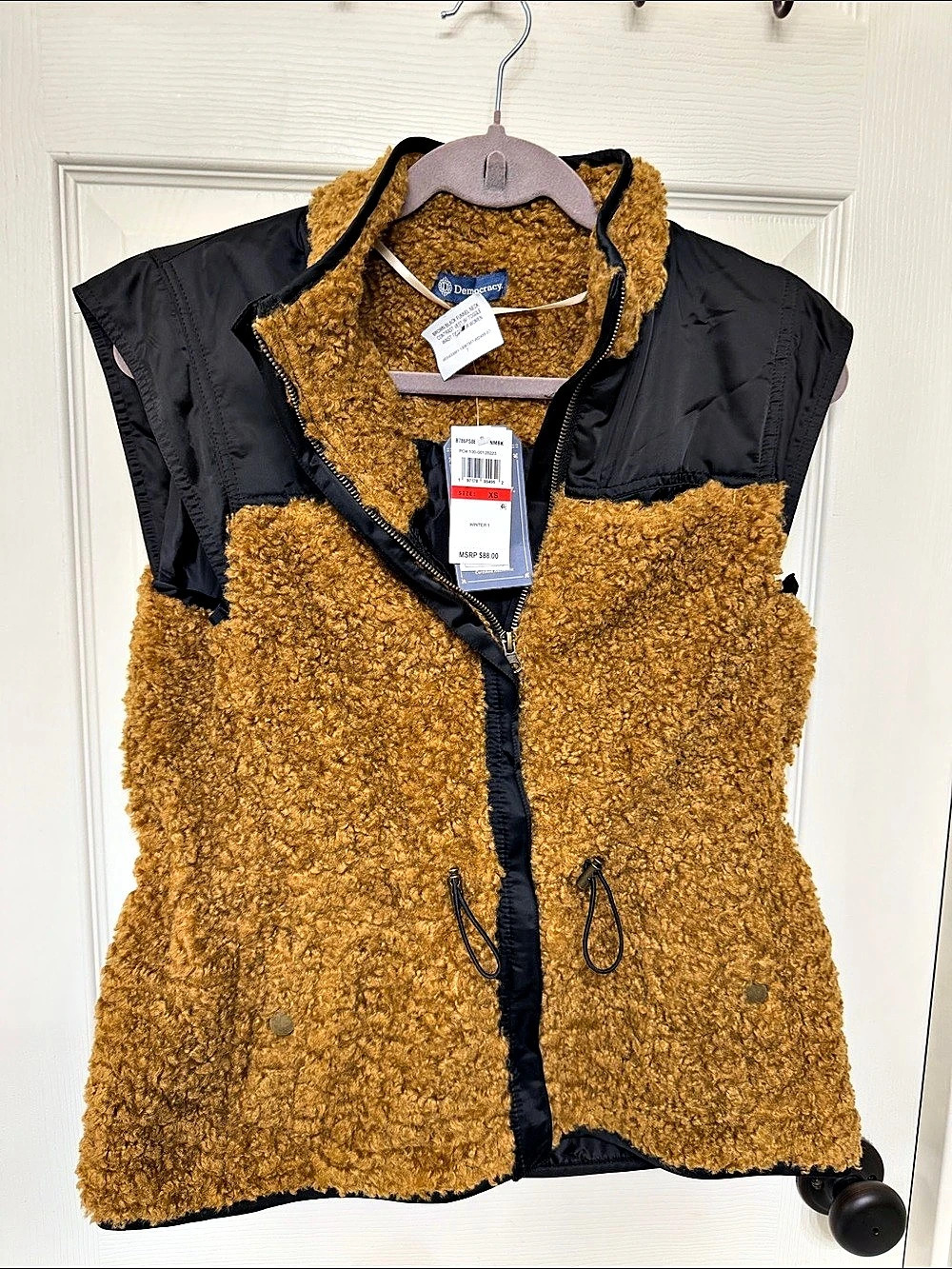 Democracy Mixed Media Sherpa Teddy Vest XS NWT